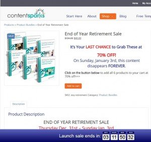 Content Sparks - 2015 Year End Retirement Sale