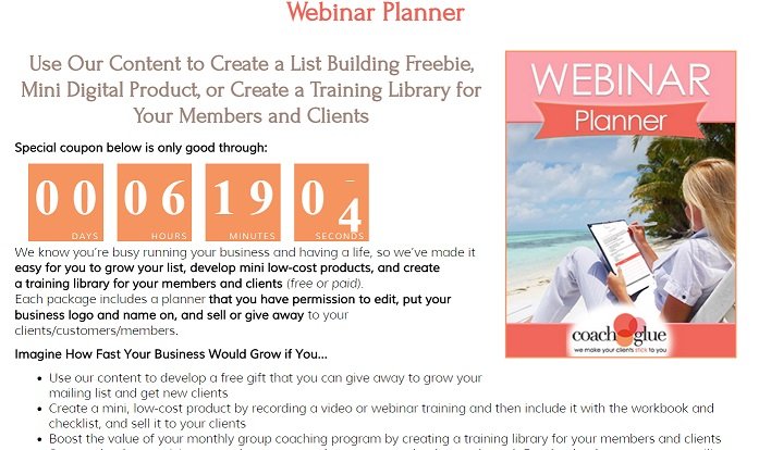 $10 Off Webinar Planner (CoachGlue 12 Days of Deals: Day 2)