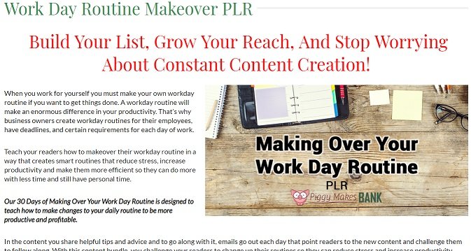 Making Over Your Work Day Routine PLR