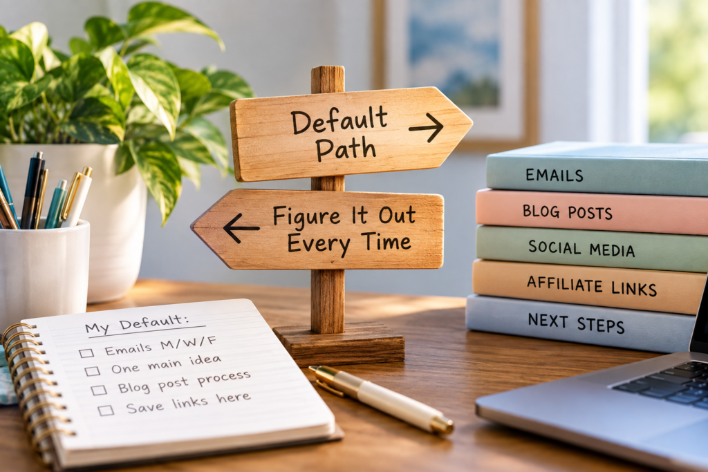 A sign showing that you can figure it out every time or have a default path to make things easier.